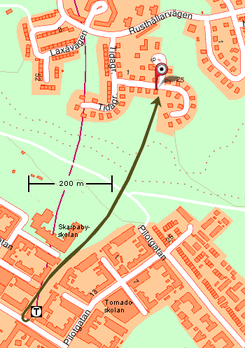 Karta - vägen från Skarpnäcks T